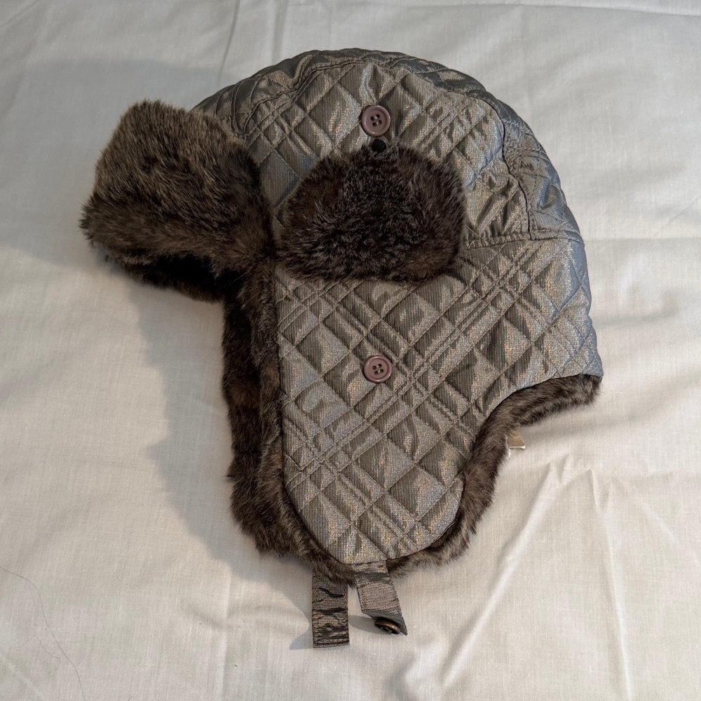 Eddie Bauer Quilted Gray and Brown Kids Hat